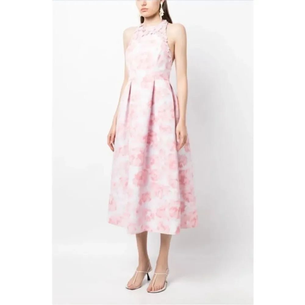 SACHIN + BABI Carissa Blush Pink Midi Gown Watercolor $750